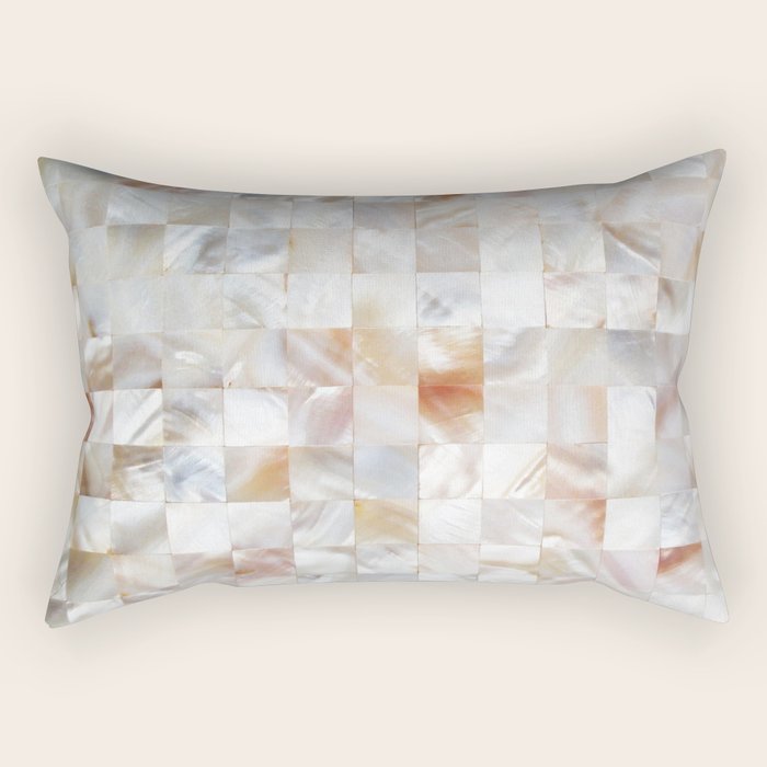 Mother Of Pearl, Exotic Tiles Photography, Neutral Minimal Geometrical Graphic Design Rectangular Pillow