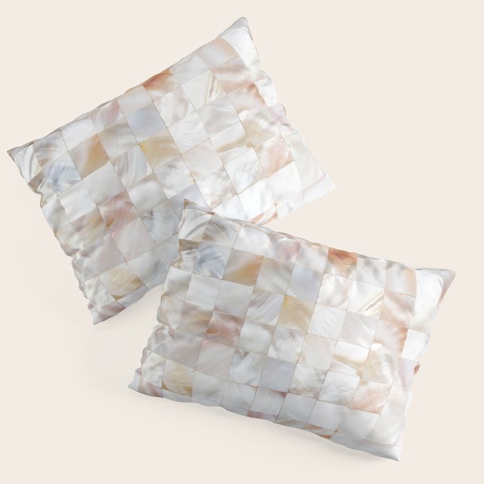 Mother Of Pearl, Exotic Tiles Photography, Neutral Minimal Geometrical Graphic Design Pillow Sham