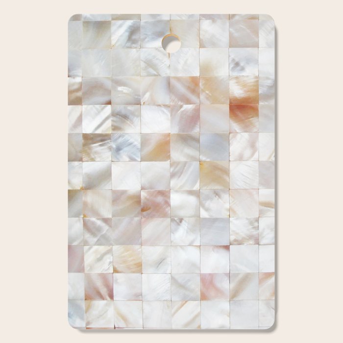 Mother Of Pearl, Exotic Tiles Photography, Neutral Minimal Geometrical Graphic Design Cutting Board