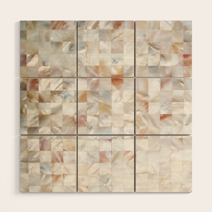 Mother Of Pearl, Exotic Tiles Photography, Neutral Minimal Geometrical Graphic Design Wood Wall Art