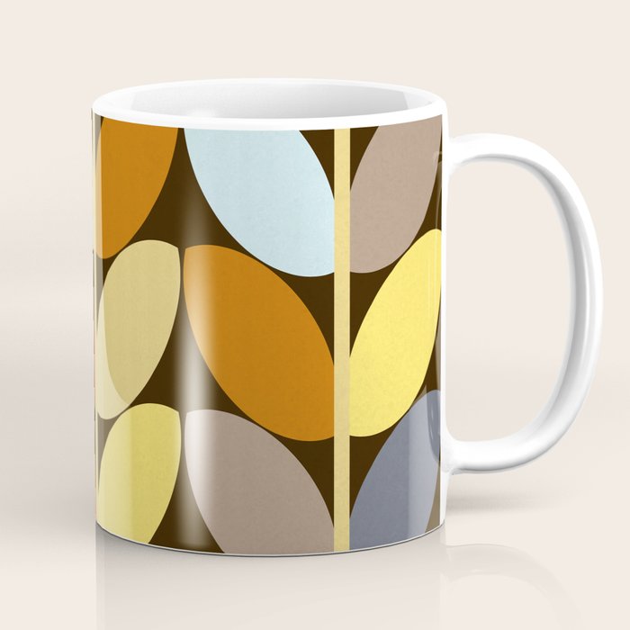 Retro 70s Color Palette Leaf Pattern Coffee Mug