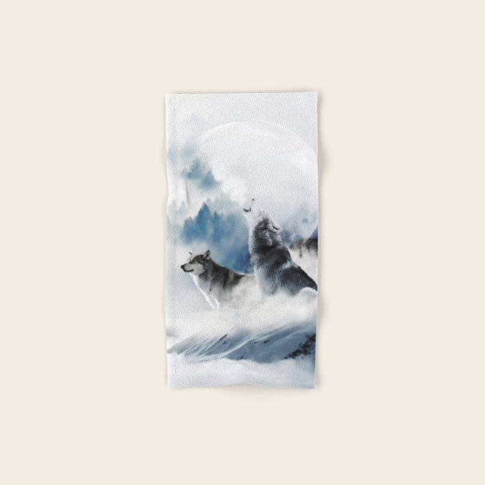 Winter Wolves, Wildlife Wolf Wild Dogs, Snow Full Moon Animals Photography Love Digital Art Bath Towel