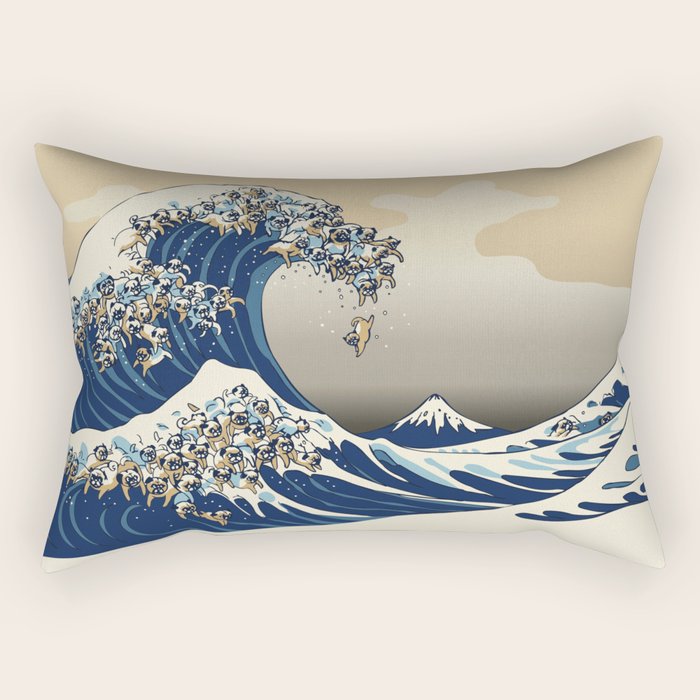 The Great Wave Of Pugs Vanilla Sky Rectangular Pillow