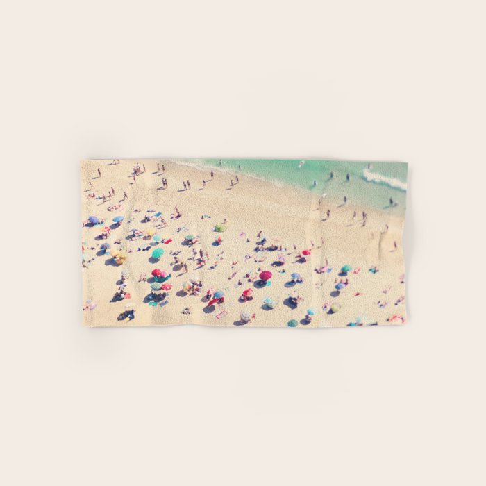 Aerial Beach Photography - Ocean Print - Colorful Beach Umbrellas - Sea Photo By Ingrid Beddoes Bath Towel
