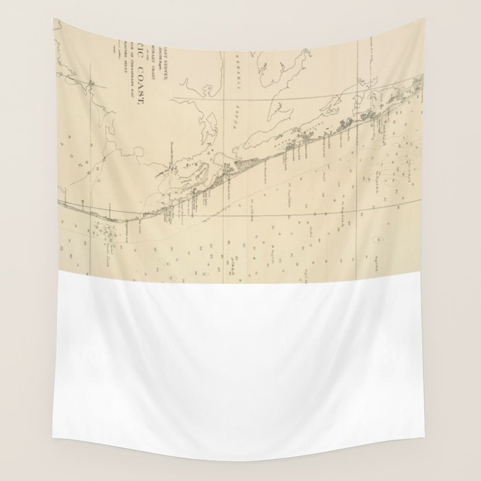 Vintage North Carolina And Virginia Coastal Map Wall Tapestry