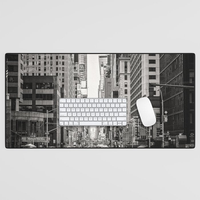 Sunset On 7th (Black And White Version) Desk Mat