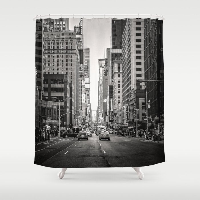 Sunset On 7th (Black And White Version) Shower Curtain