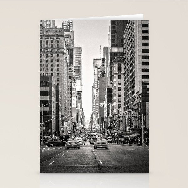 Sunset On 7th (Black And White Version) Stationery Card