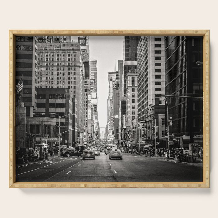 Sunset On 7th (Black And White Version) Serving Tray