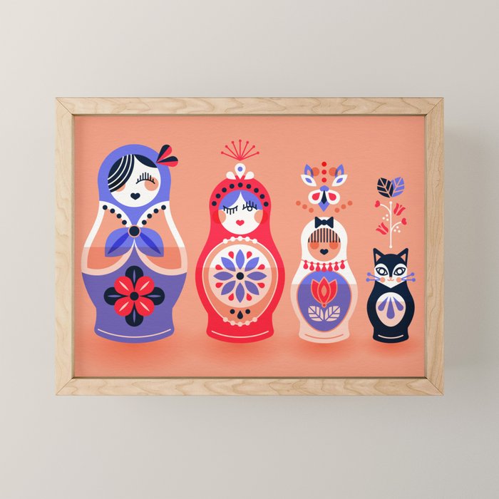 Russian Nesting Dolls - Pink & Lavender Mini Art Print