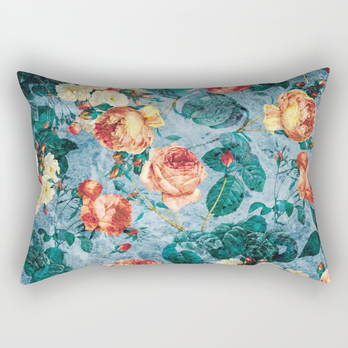 Floral And Marble Texture Ii Rectangular Pillow