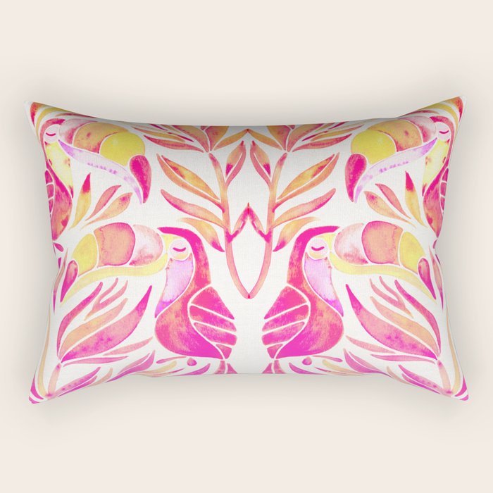 Tropical Toucans - Pink & Melon Ombrã© Rectangular Pillow