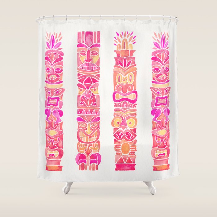 Tiki Totems - Pink Palette Shower Curtain