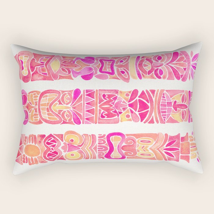 Tiki Totems - Pink Palette Rectangular Pillow