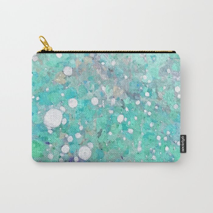 Blue Green Dreamy Marble, Minimal Abstract Pastel Graphic Design Eclectic Bohemian Painting Texture Carry All Pouch
