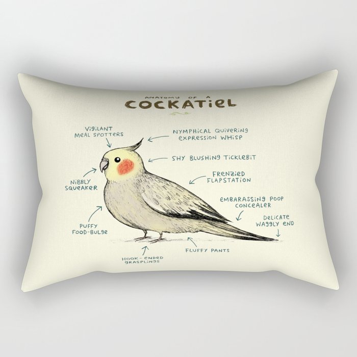 Anatomy Of A Cockatiel Rectangular Pillow