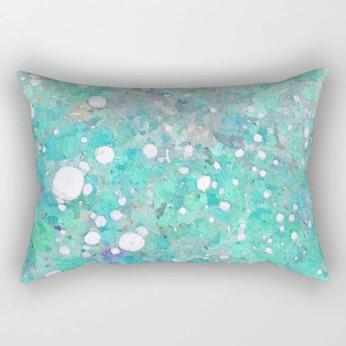 Blue Green Dreamy Marble, Minimal Abstract Pastel Graphic Design Eclectic Bohemian Painting Texture Rectangular Pillow