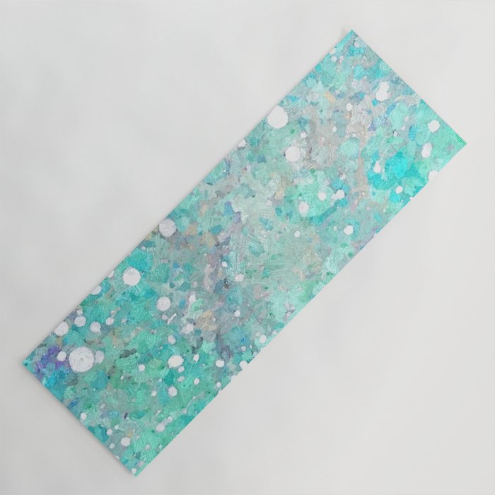 Blue Green Dreamy Marble, Minimal Abstract Pastel Graphic Design Eclectic Bohemian Painting Texture Yoga Mat