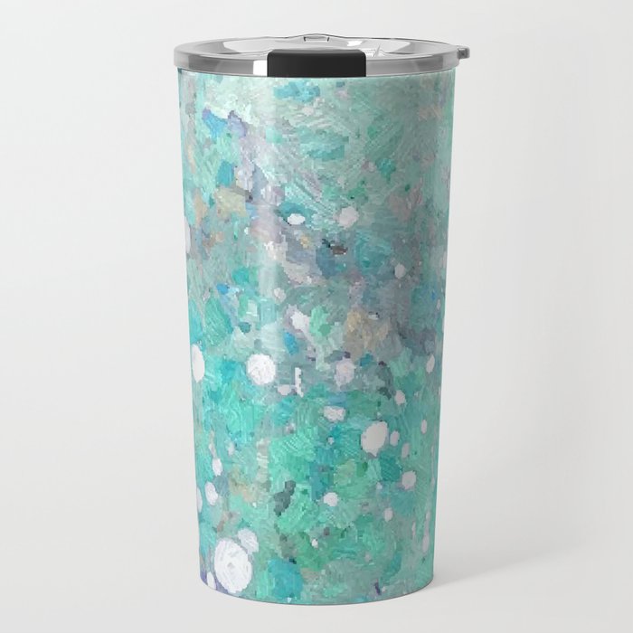Blue Green Dreamy Marble, Minimal Abstract Pastel Graphic Design Eclectic Bohemian Painting Texture Travel Mug