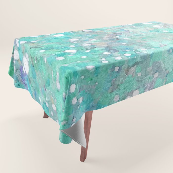 Blue Green Dreamy Marble, Minimal Abstract Pastel Graphic Design Eclectic Bohemian Painting Texture Tablecloth
