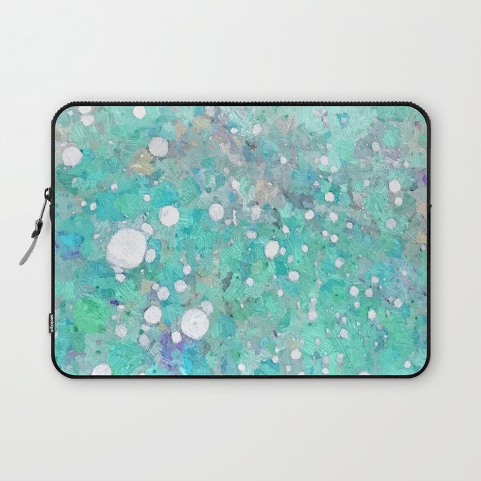 Blue Green Dreamy Marble, Minimal Abstract Pastel Graphic Design Eclectic Bohemian Painting Texture Laptop Sleeve