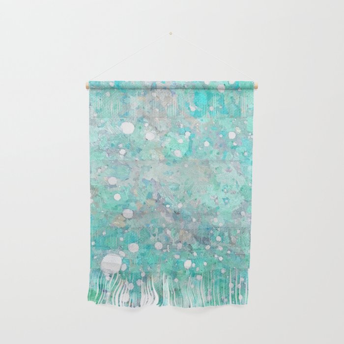 Blue Green Dreamy Marble, Minimal Abstract Pastel Graphic Design Eclectic Bohemian Painting Texture Wall Hanging