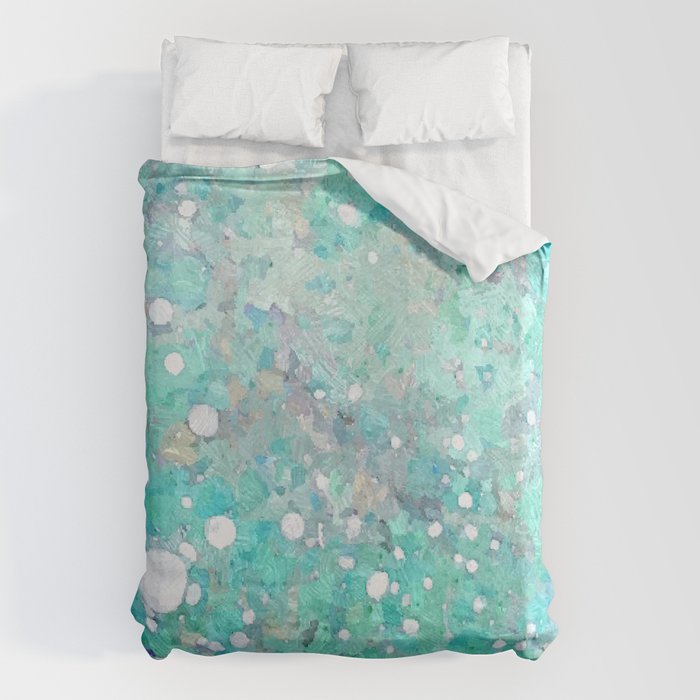 Blue Green Dreamy Marble, Minimal Abstract Pastel Graphic Design Eclectic Bohemian Painting Texture Duvet Cover