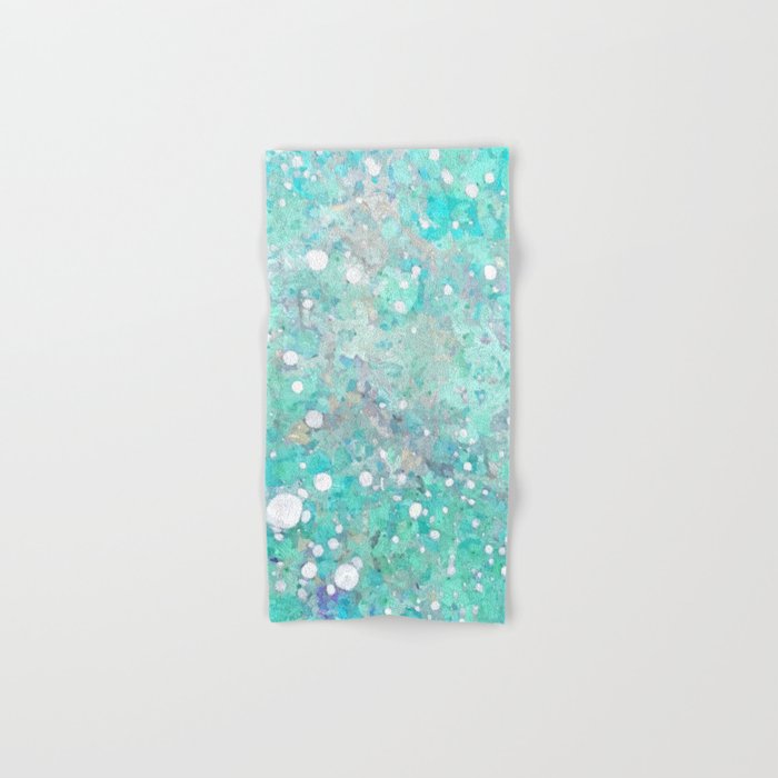 Blue Green Dreamy Marble, Minimal Abstract Pastel Graphic Design Eclectic Bohemian Painting Texture Bath Towel
