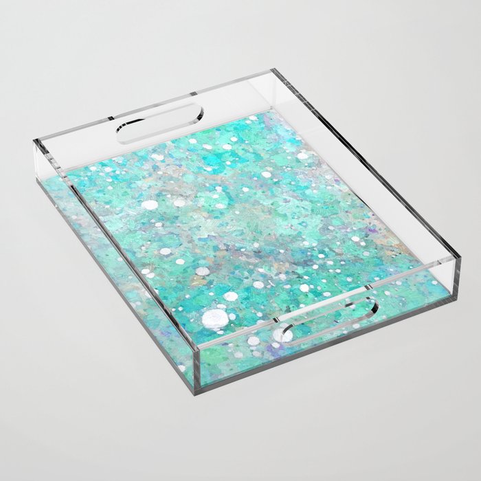 Blue Green Dreamy Marble, Minimal Abstract Pastel Graphic Design Eclectic Bohemian Painting Texture Acrylic Tray