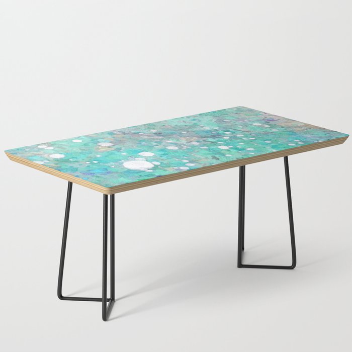 Blue Green Dreamy Marble, Minimal Abstract Pastel Graphic Design Eclectic Bohemian Painting Texture Coffee Table