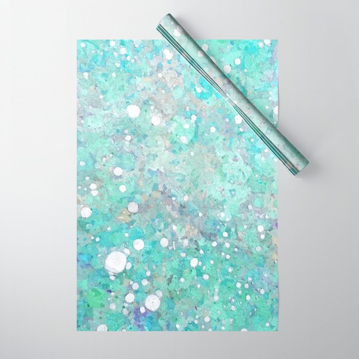 Blue Green Dreamy Marble, Minimal Abstract Pastel Graphic Design Eclectic Bohemian Painting Texture Wrapping Paper
