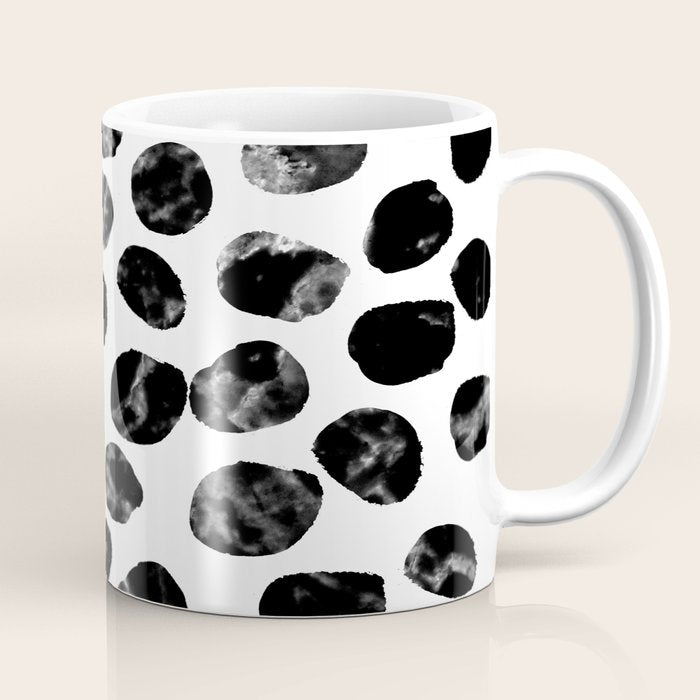 Jacson - Minimal Black And White Modern Abstract Art Print Dots Polka Dots Brushstrokes Urban Bklyn Coffee Mug