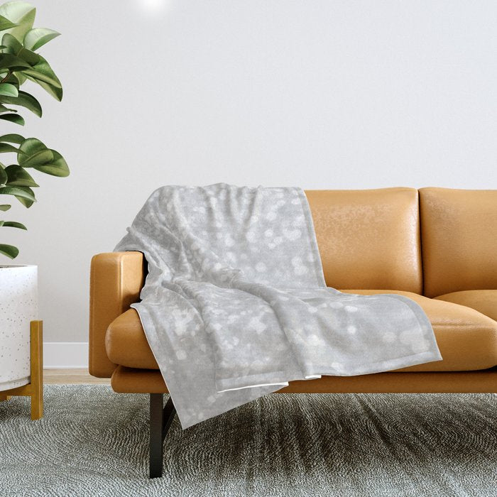 Chic Elegant Glamour White Faux Glitter Throw Blanket