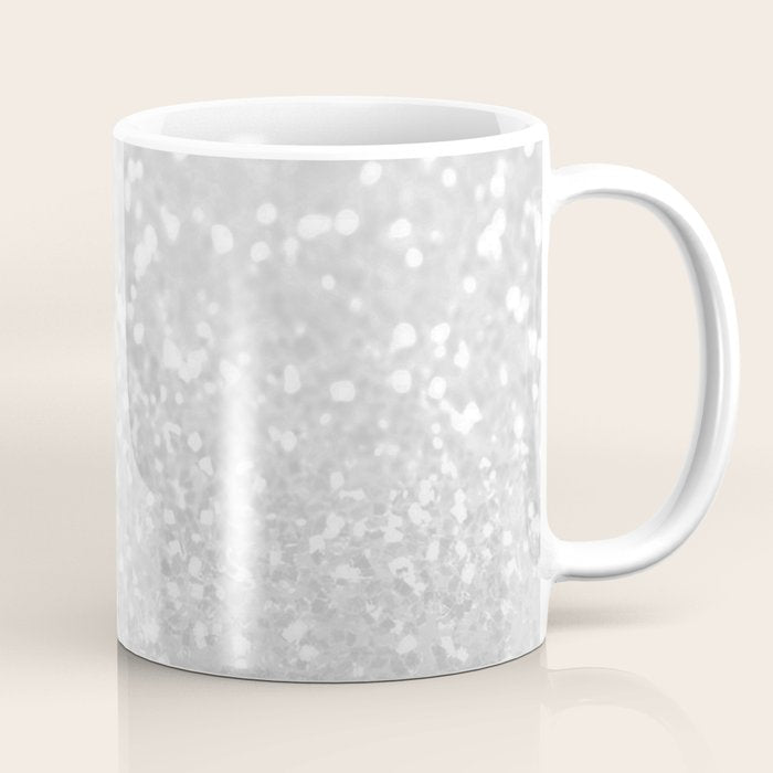 Chic Elegant Glamour White Faux Glitter Coffee Mug