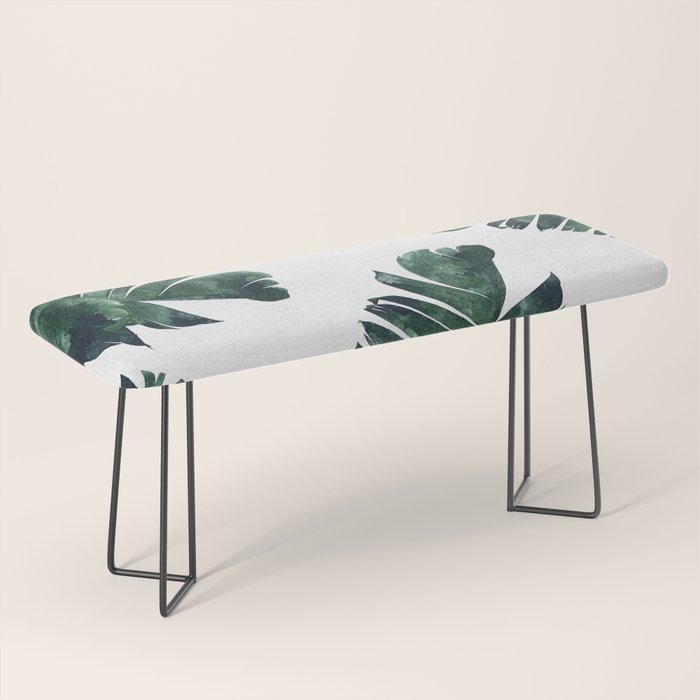 Banana Leaf Watercolor Painting, Tropical Nature Botanical Palm Illustration Bohemian Minimal Luxe Bench