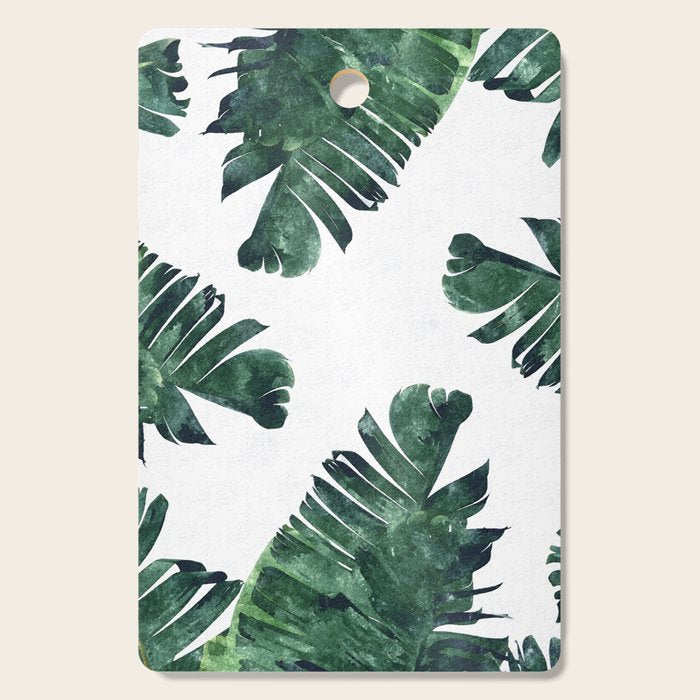 Banana Leaf Watercolor Painting, Tropical Nature Botanical Palm Illustration Bohemian Minimal Luxe Cutting Board