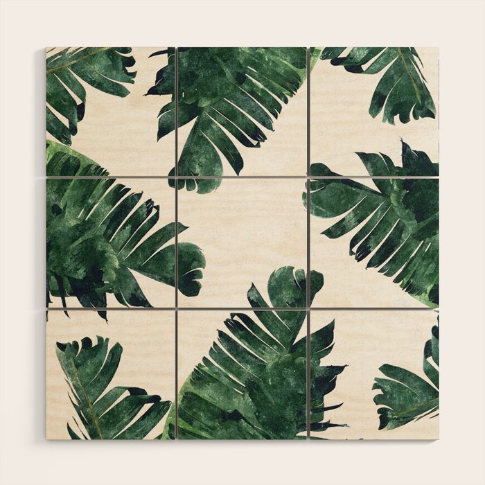 Banana Leaf Watercolor Painting, Tropical Nature Botanical Palm Illustration Bohemian Minimal Luxe Wood Wall Art