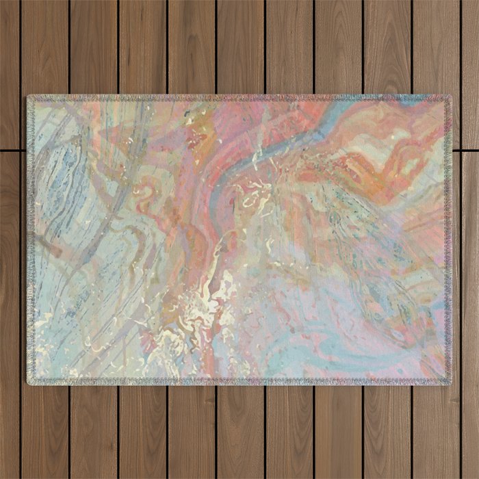 Marble Luxe, Abstract Nature Bohemian Texture, Blush Gold Scandanavian Pastel Neutral Outdoor Rug