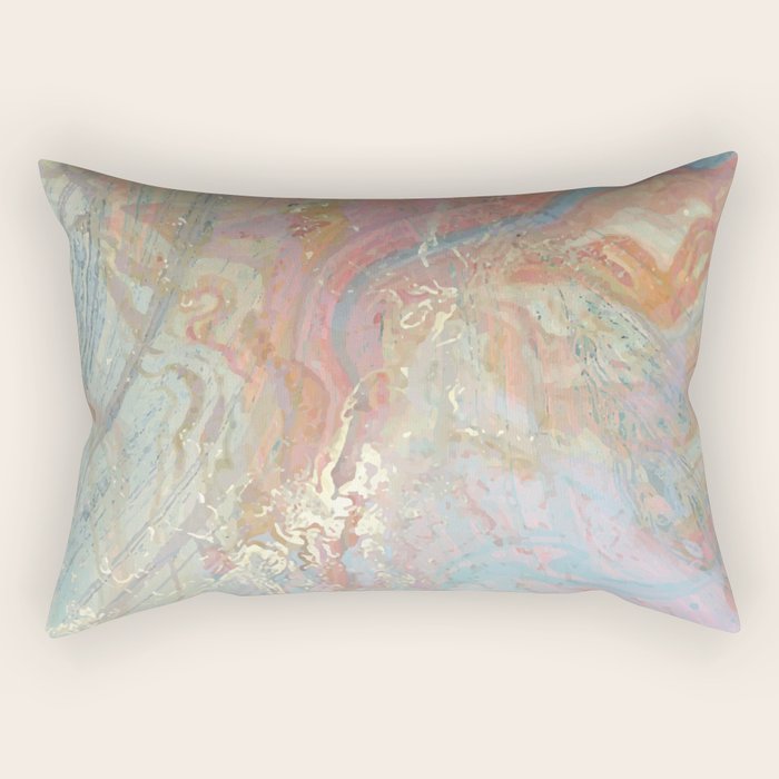 Marble Luxe, Abstract Nature Bohemian Texture, Blush Gold Scandanavian Pastel Neutral Rectangular Pillow