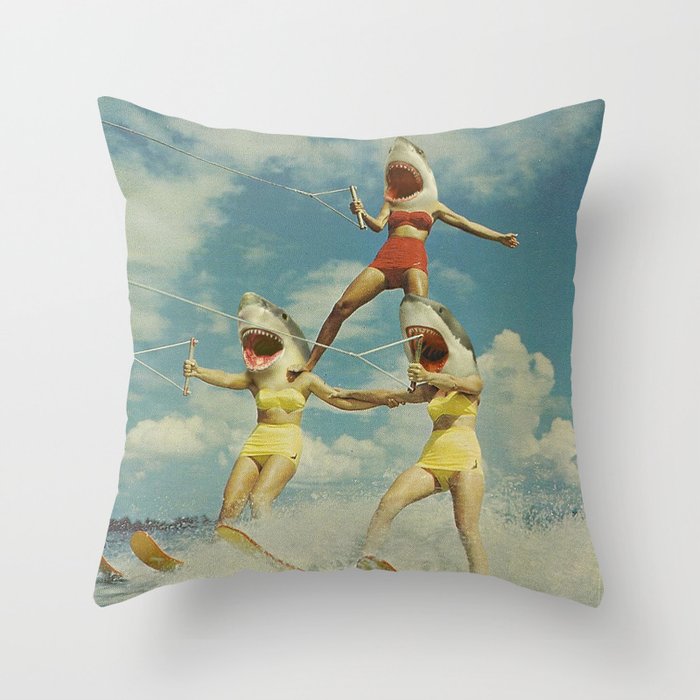 On Evil Beach - Shark Attack Throw Pillow