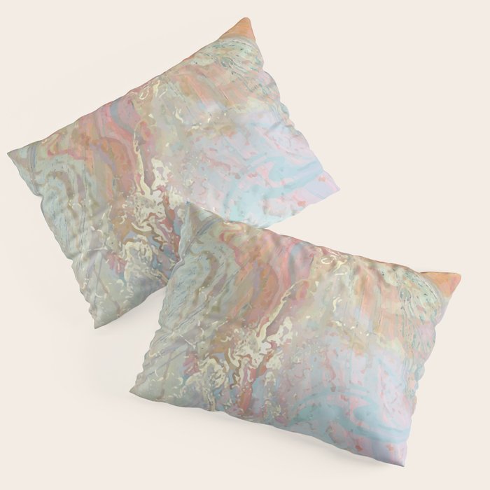 Marble Luxe, Abstract Nature Bohemian Texture, Blush Gold Scandanavian Pastel Neutral Pillow Sham