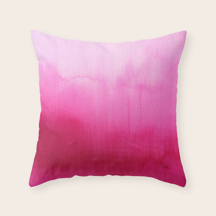 Modern Fuchsia Watercolor Paint Brushtrokes Throw Pillow