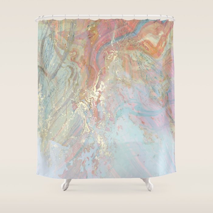 Marble Luxe, Abstract Nature Bohemian Texture, Blush Gold Scandanavian Pastel Neutral Shower Curtain