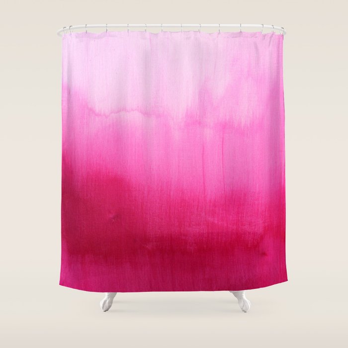 Modern Fuchsia Watercolor Paint Brushtrokes Shower Curtain