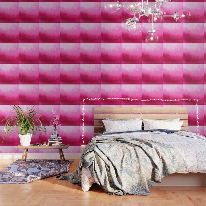 Modern Fuchsia Watercolor Paint Brushtrokes Wallpaper