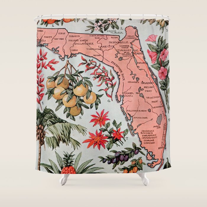 Vintage Map Of Florida (1917) Shower Curtain