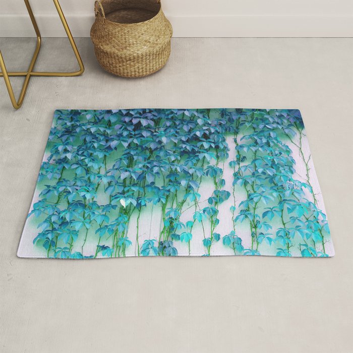 Average Absence, Botanical Minimal Nature Creepers Plants, Tropical Watercolor Bohemian Painting Rug