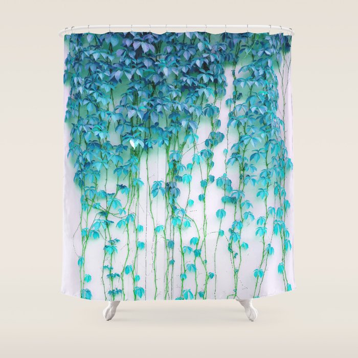 Average Absence, Botanical Minimal Nature Creepers Plants, Tropical Watercolor Bohemian Painting Shower Curtain