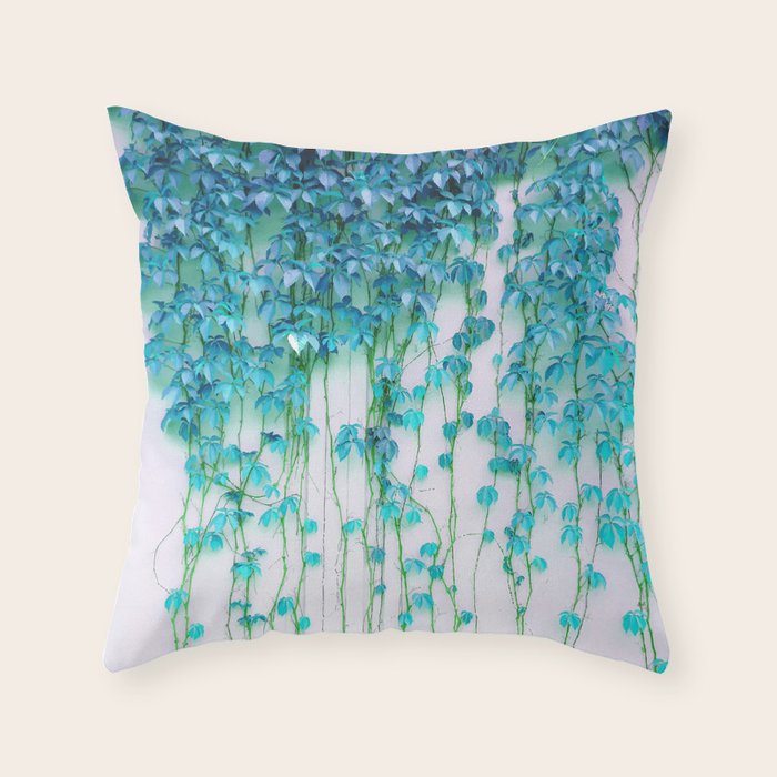 Average Absence, Botanical Minimal Nature Creepers Plants, Tropical Watercolor Bohemian Painting Throw Pillow