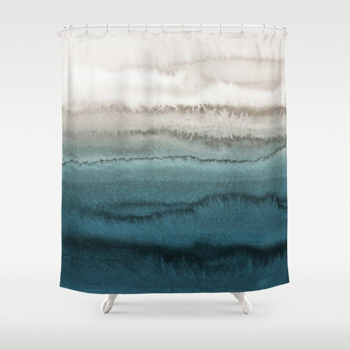 Within The Tides - Crashing Waves Teal Shower Curtain